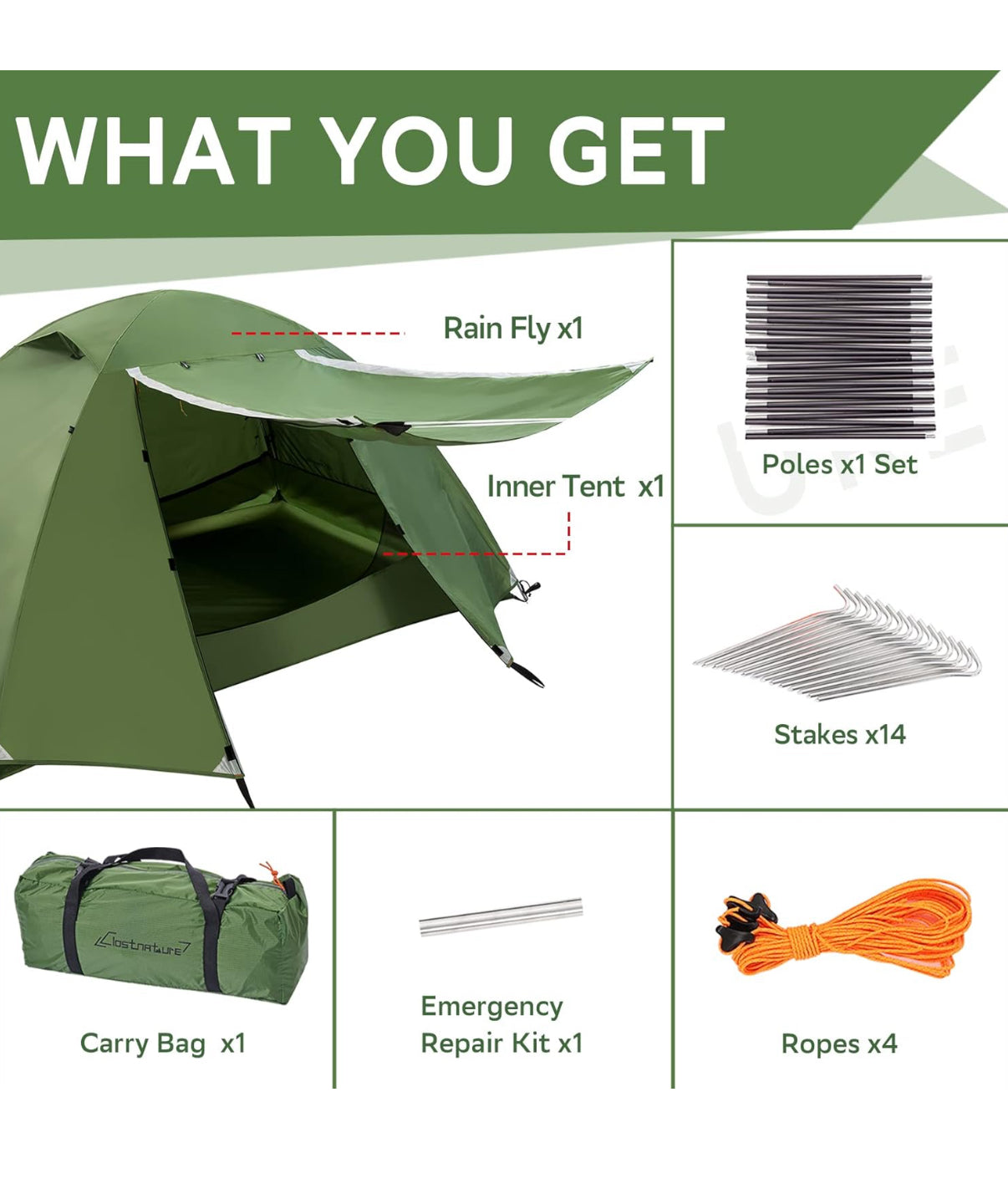 Clostnature - Tienda de campaña para 2 personas