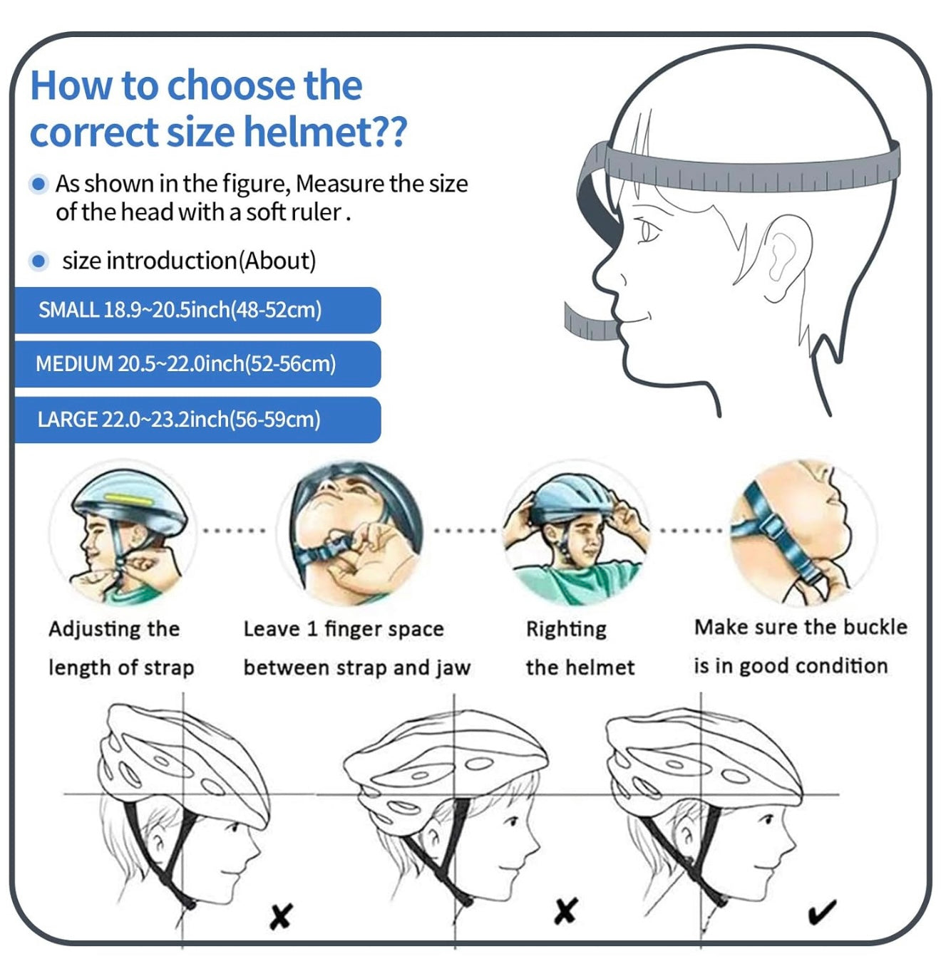 Casco para niños talla S en azul
