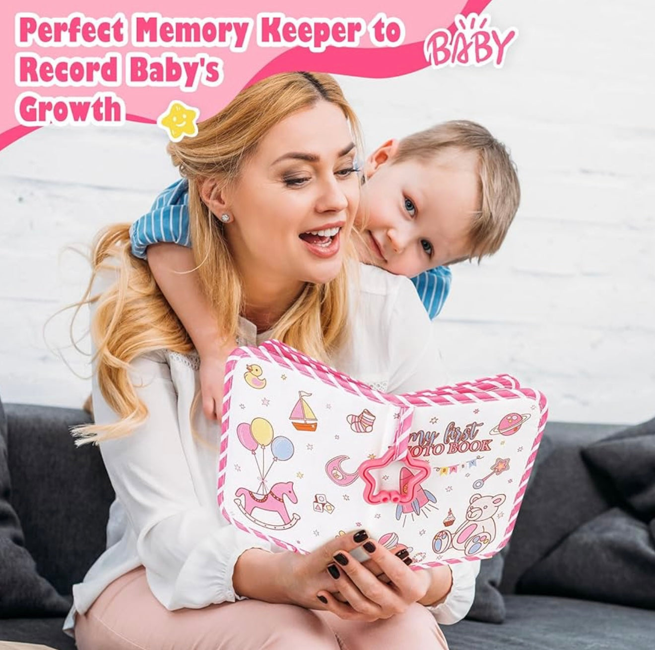 Lanpn Álbum de fotos de bebé con capacidad para 17 fotos de 4 x 6 pulgadas