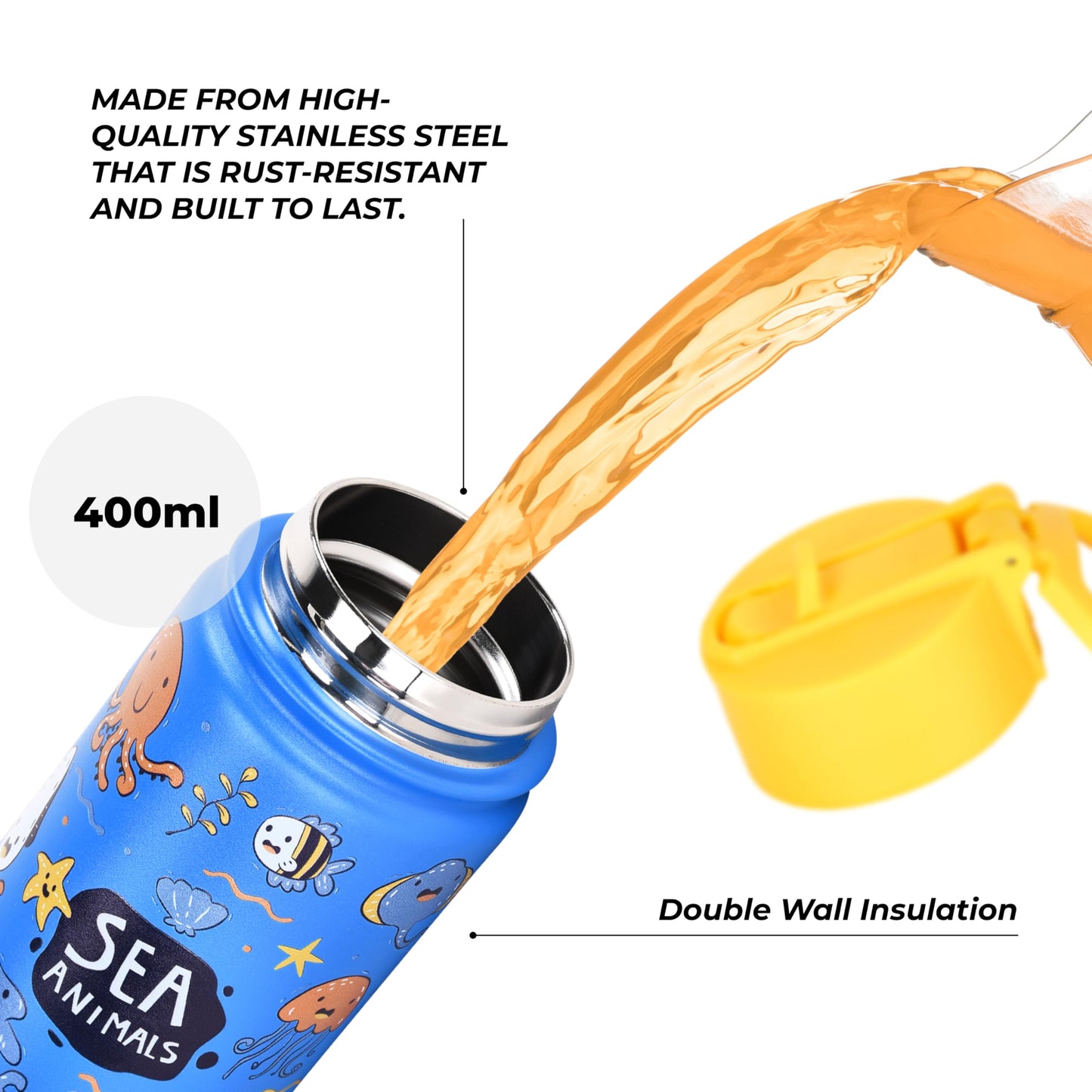 Botella de agua de acero inoxidable HYDRATE para niños - 400 ml