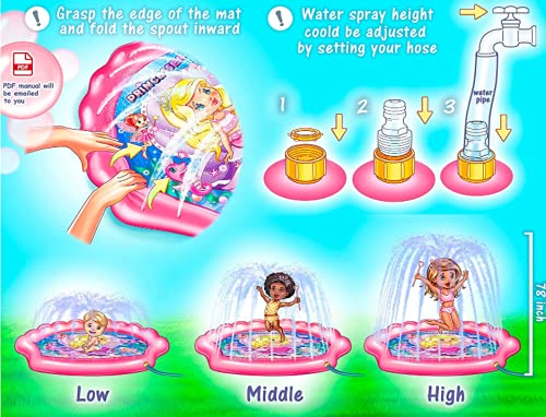 PRINCESSEA USA Alfombra de juegos acuáticos 4 en 1 para niños, XXL de 70 pulgadas