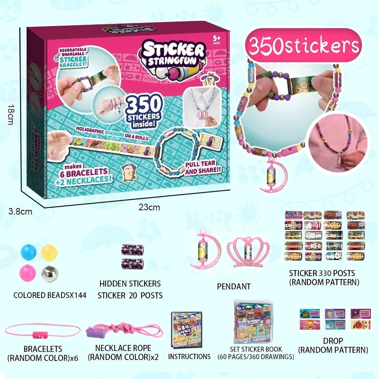 Kit de joyería DIY con rollos adhesivos, pulsera y collar hechos a mano con libro adhesivo