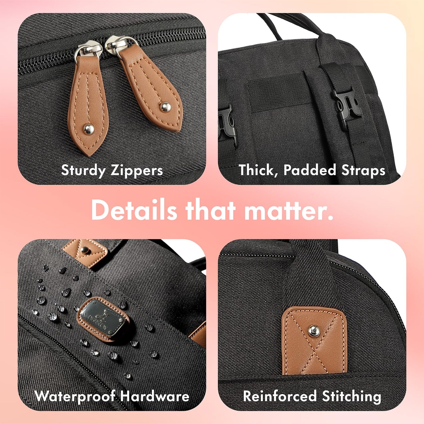 Dikaslon Mochila para pañales con cambiador portátil, funda para chupete