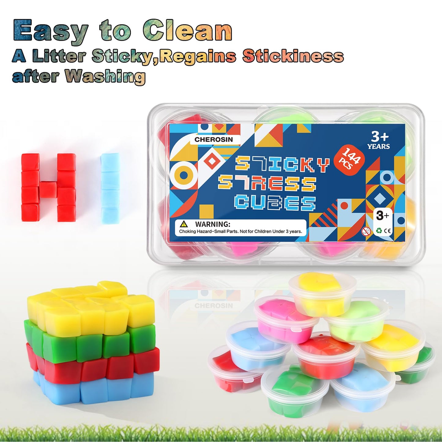 144 cubos apilables adhesivos para niños, mini cubos esponjosos, juguetes sensoriales
