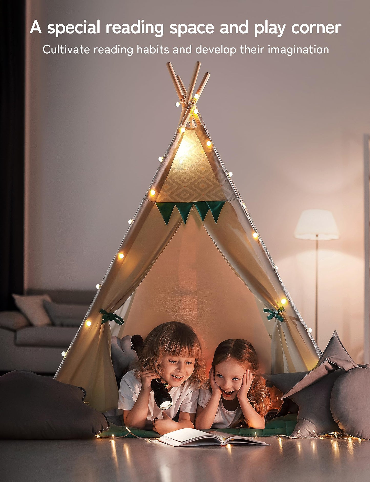 besrey Tienda Tipi para Niños con Alfombrilla Acolchada y Luz