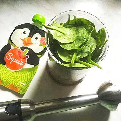 SQUIZ - Paquete de 5 bolsas reutilizables de alimentos de fabricación suiza, 4.5 onzas (130 ml)