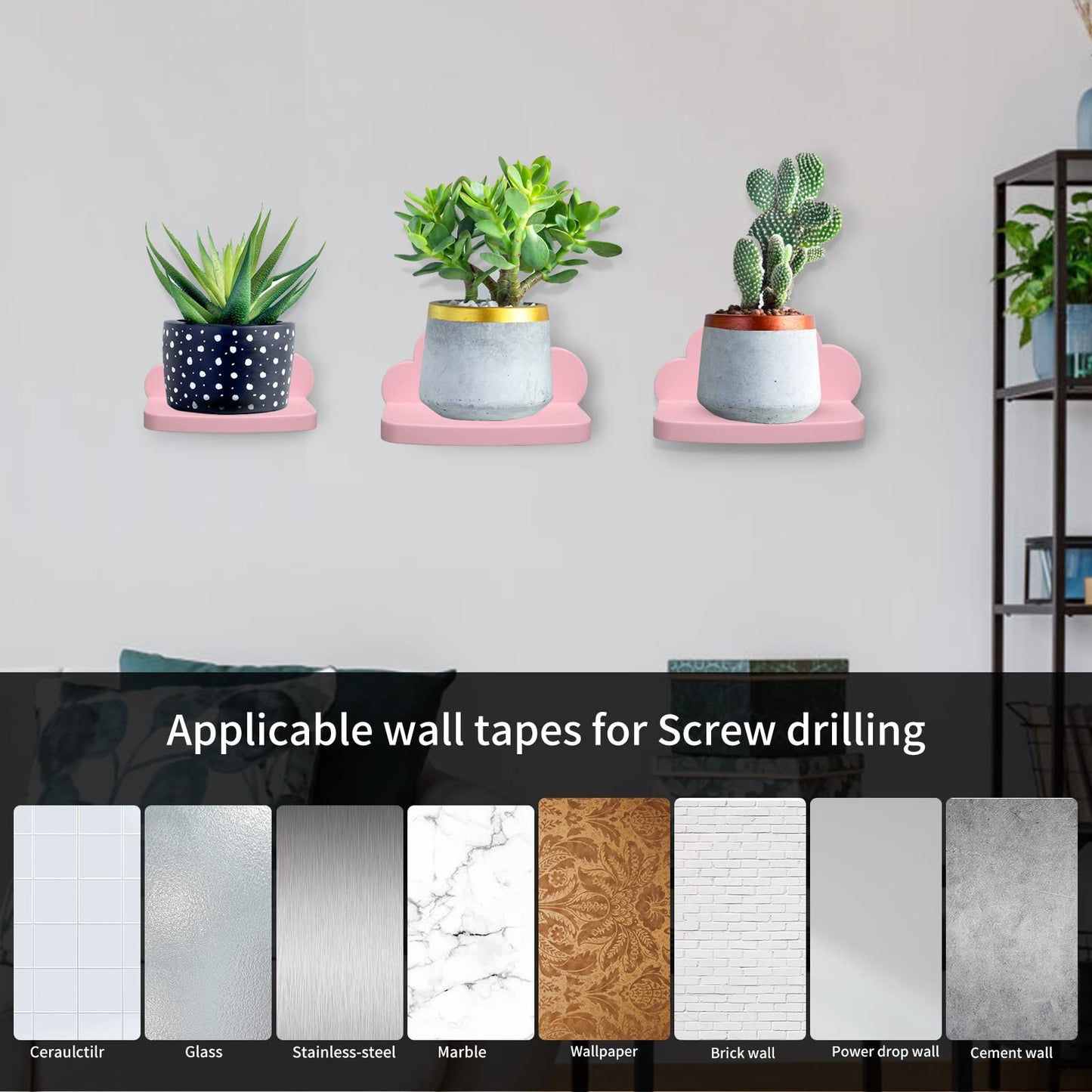 Veluckin Estantes flotantes pequeños, mini estantes de nube, paquete de 3