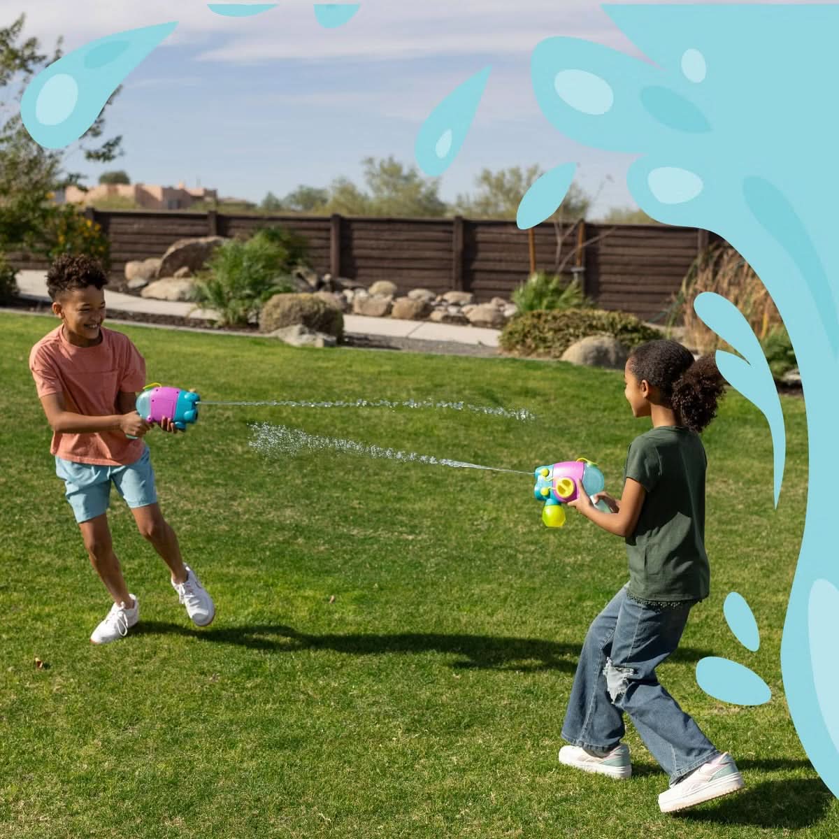 Chuckle & Roar Squirty Squirts - Pistola eléctrica 2 en 1 de burbujas y agua