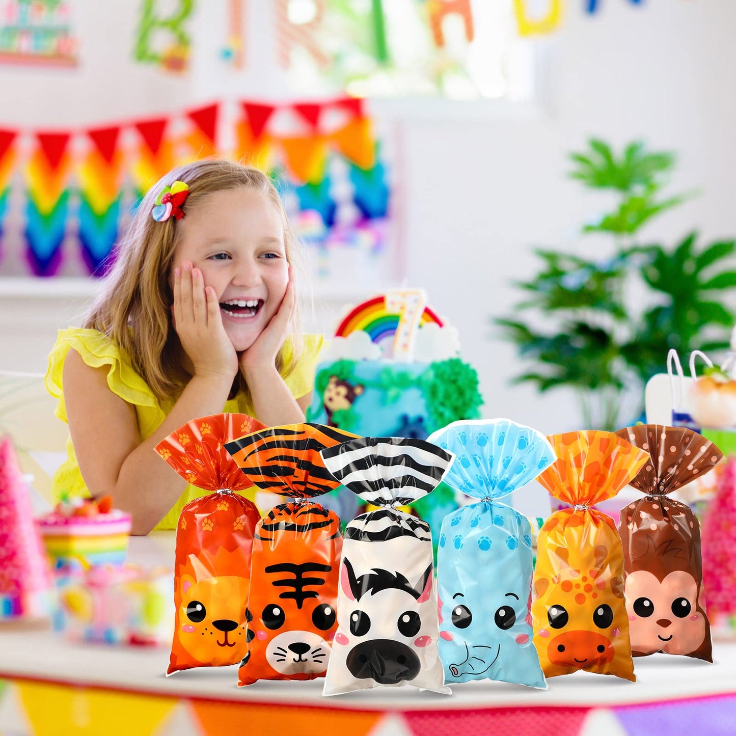 24 bolsas de golosinas para fiesta de animales de safari
