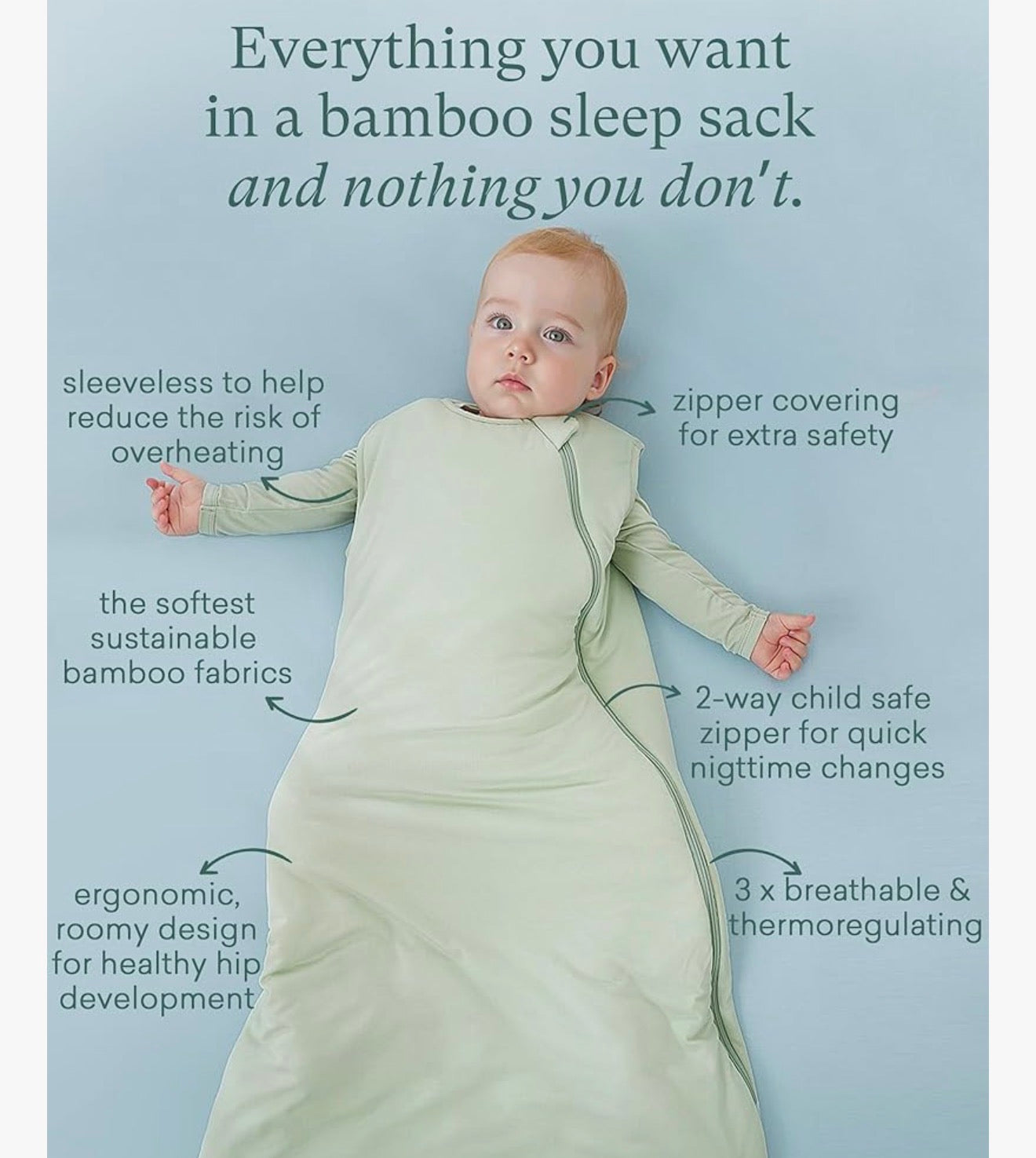 PurComfy Saco de dormir súper suave 1.0 TOG, Saco de dormir premium de viscosa de bambú, 0-3 meses