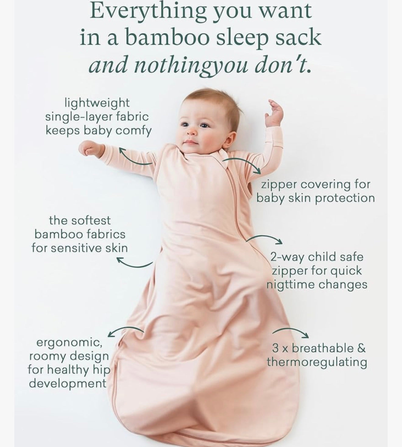 PurComfy Saco de dormir súper suave de 0.5 TOG, saco de dormir de viscosa de bambú, 0-3 meses