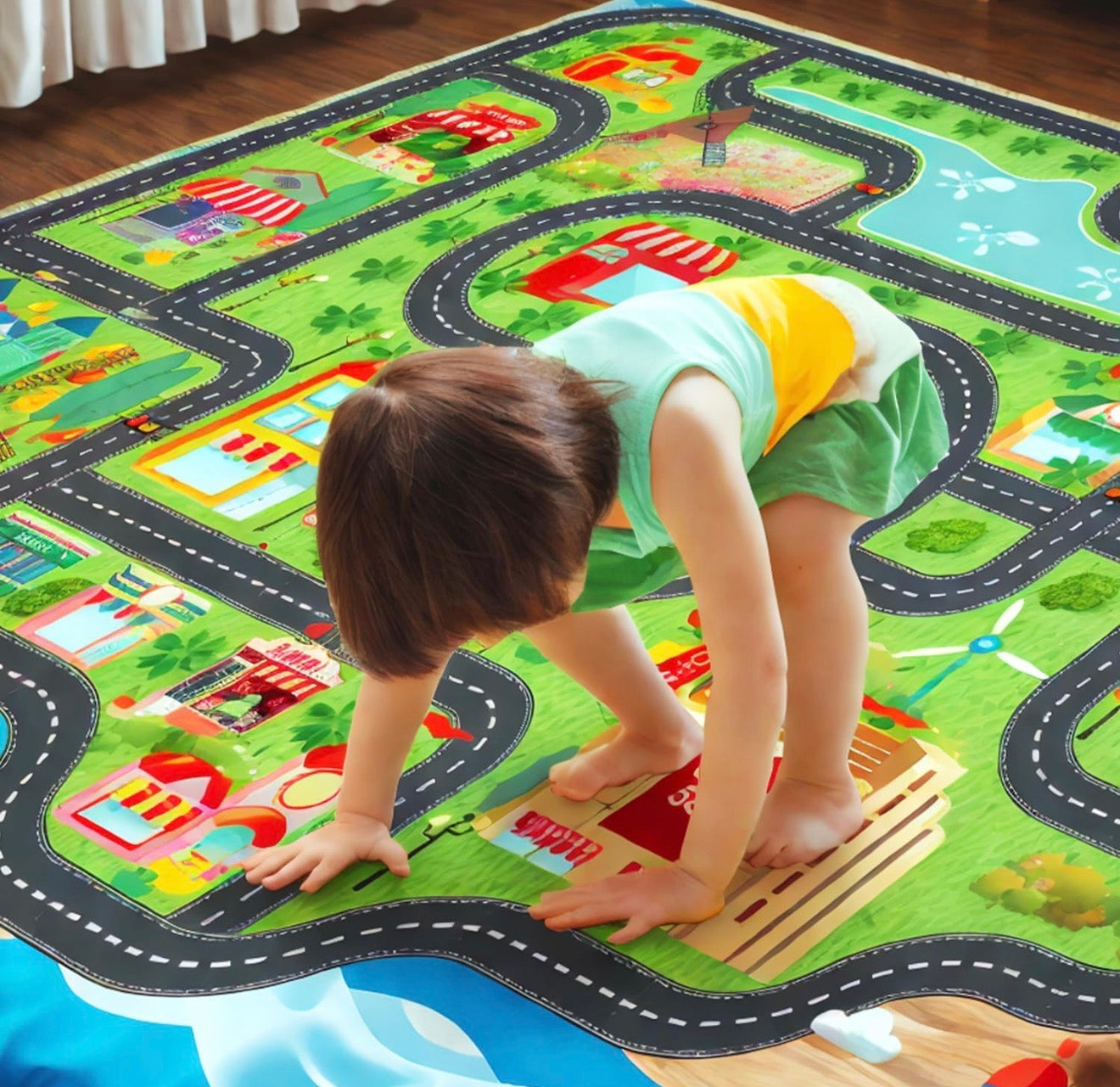 Alfombra de juego para niños con carreteras
