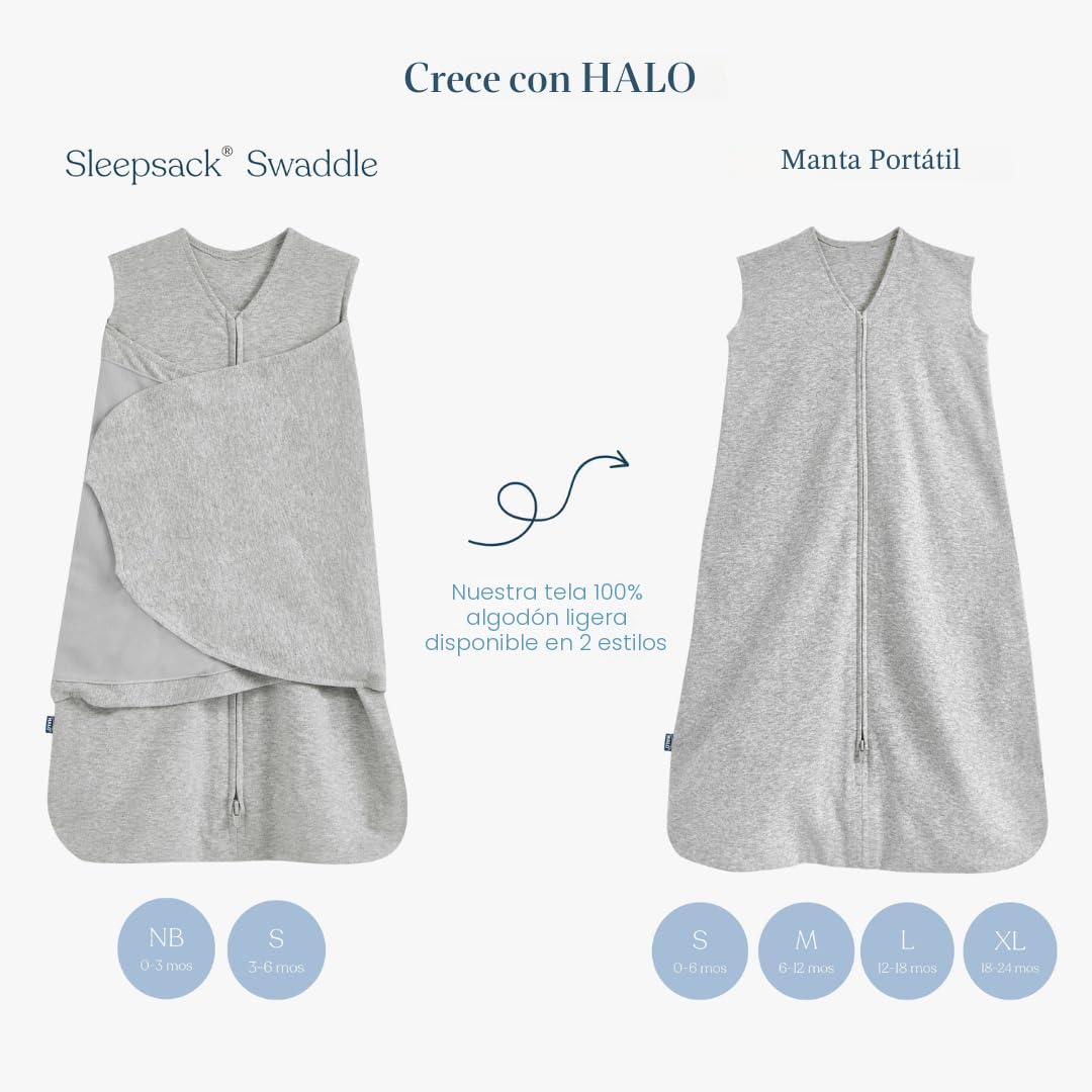 HALO Saco de dormir envolvente 100% algodón, 0-3 meses, TOG 1.5