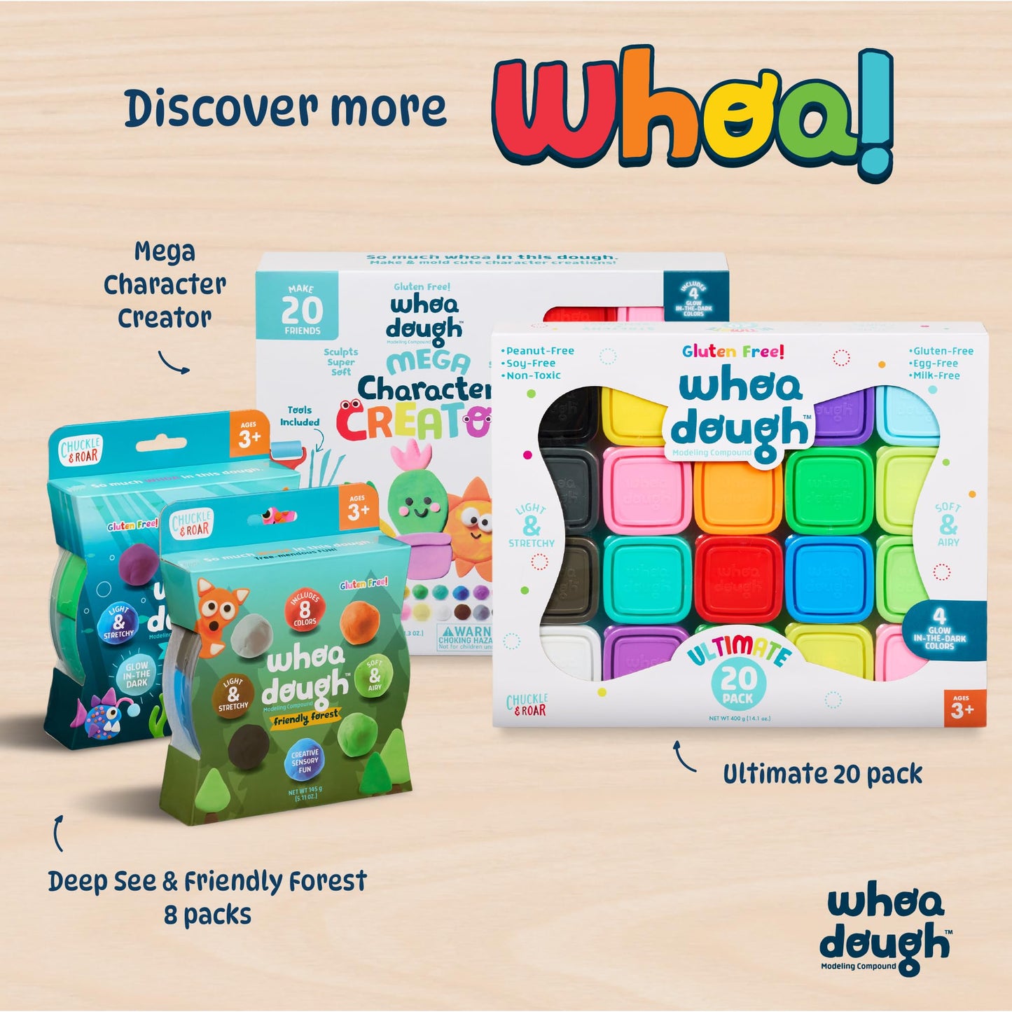 Chuckle & Roar - Pack Ultimate de Whoa Dough - 20 Envases de Whoa Dough - Seguro y No Tóxico