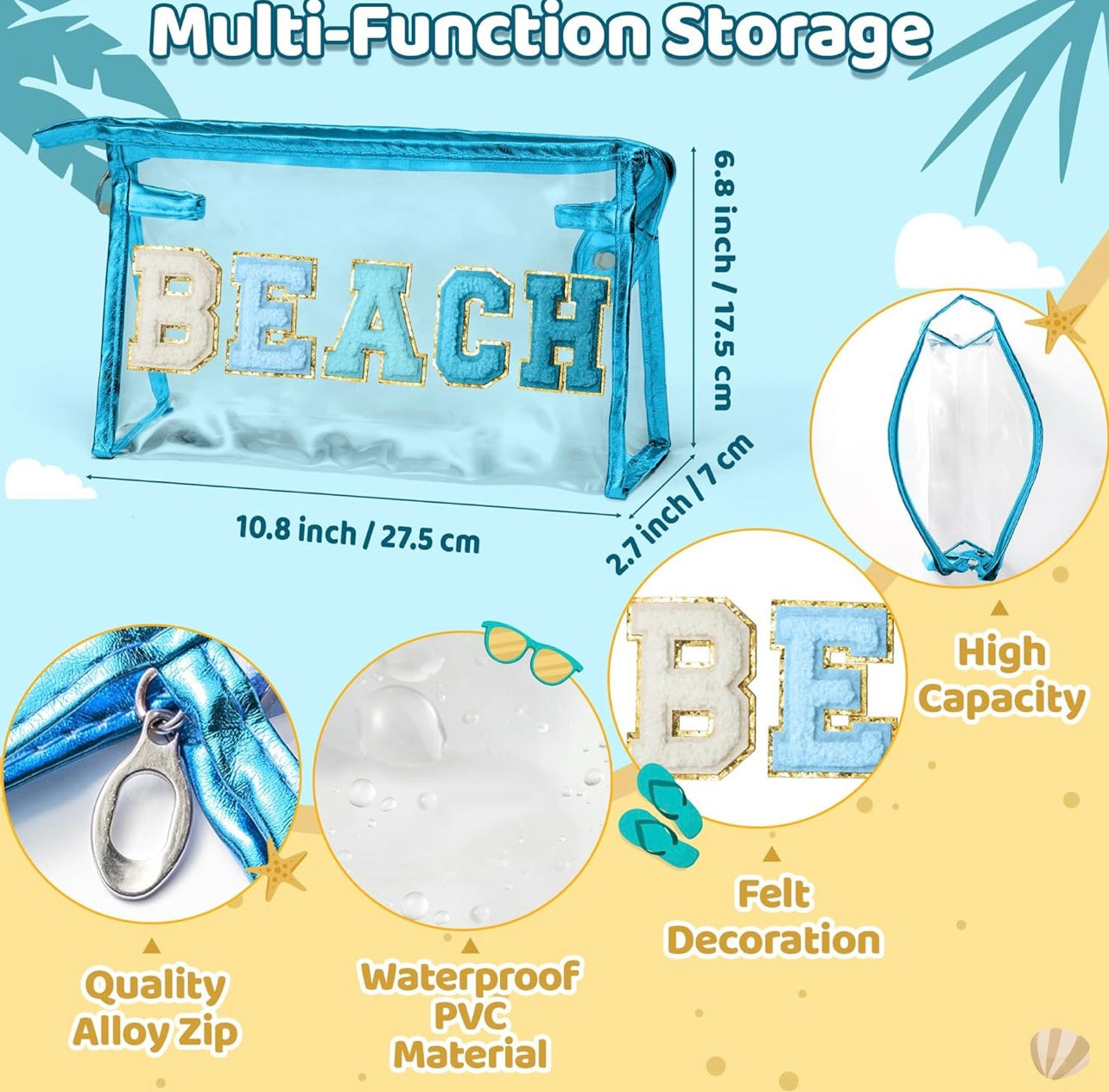 Preppy Patch - Bolsa de cosméticos de chenilla para verano