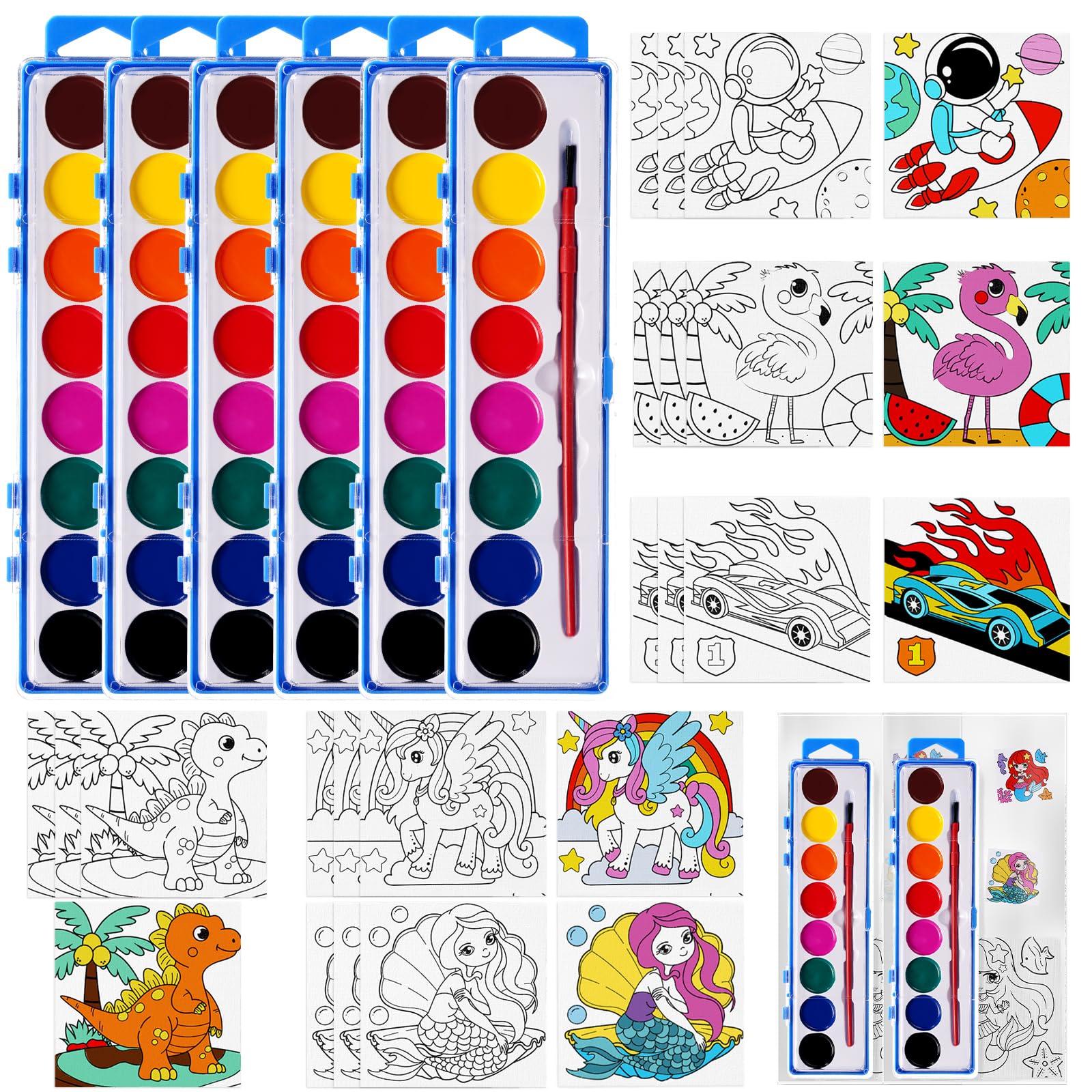 Juego de 24 juegos de pintura de acuarela para niños pequeños