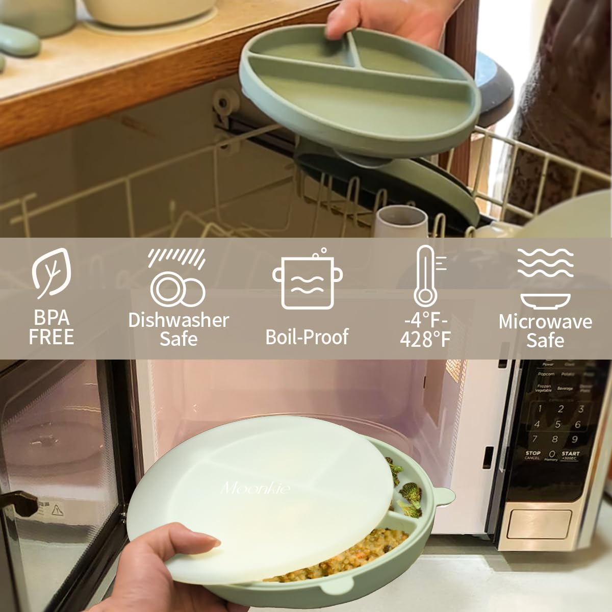 Platos de succión Moonkie para bebé | 100 % silicona sin BPA