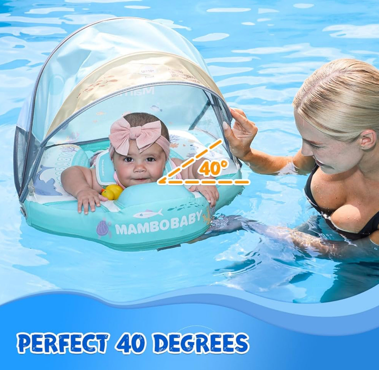 Mambobaby Flotador para bebé con toldo y cola