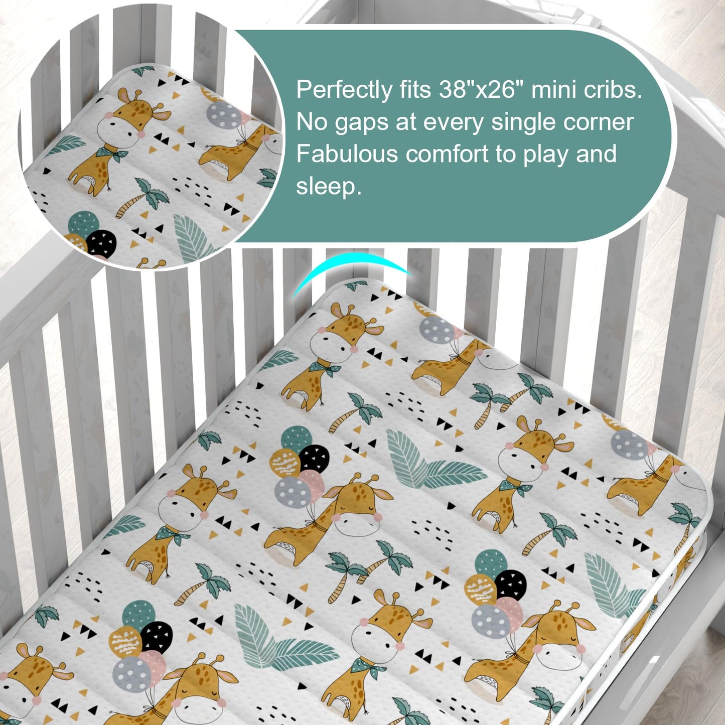 Moonlightfamily colchón para minicuna de 7,6 cm (38 x 26 pulgadas)