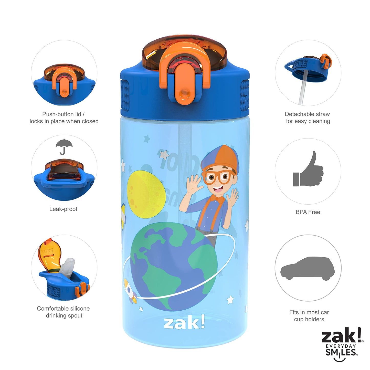 Zak Designs Blippi Botella de agua para niños