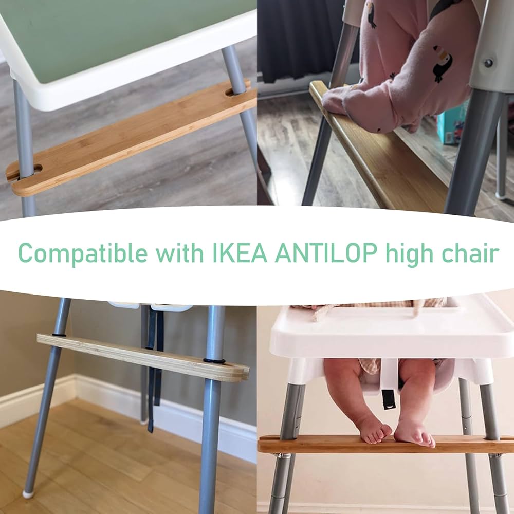 Reposapiés para silla alta, pedal antideslizante de altura ajustable para sillas altas con 4 anillos de goma