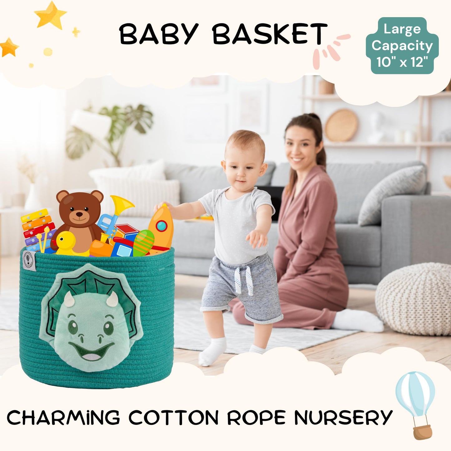 Cesta para bebé con diseño de dinosaurio Petit Voyager