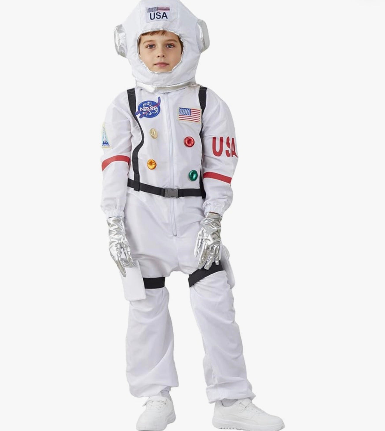 Disfraz de astronauta con casco, traje espacial para niños y niñas, 8-10 años