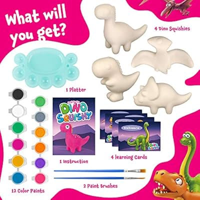 Dino Squishy Painting Kit - Create 4 Large Squishies