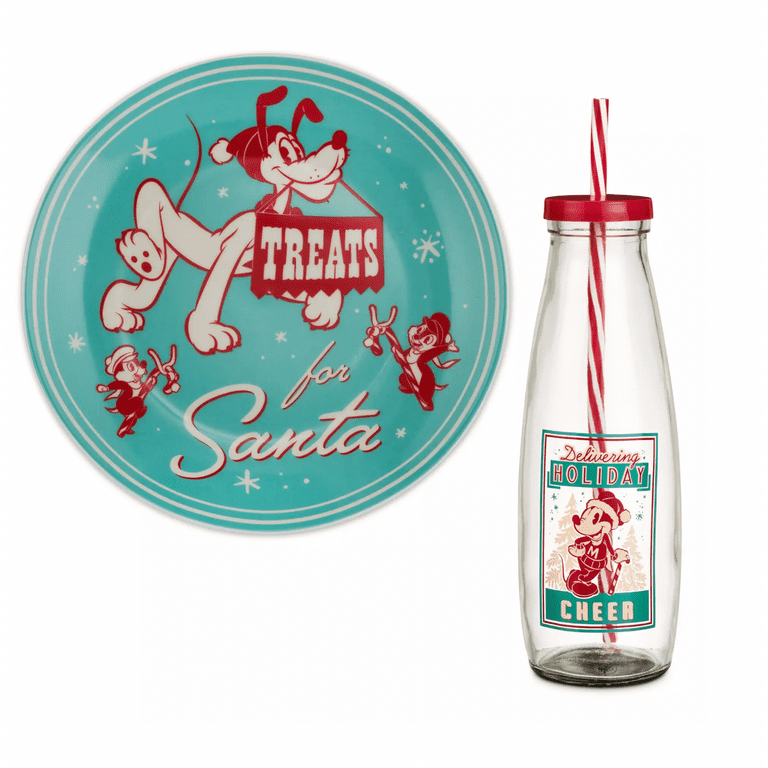 Disney Retro Mickey and Friends - Juego de leche y galletas navideñas para Papá Noel