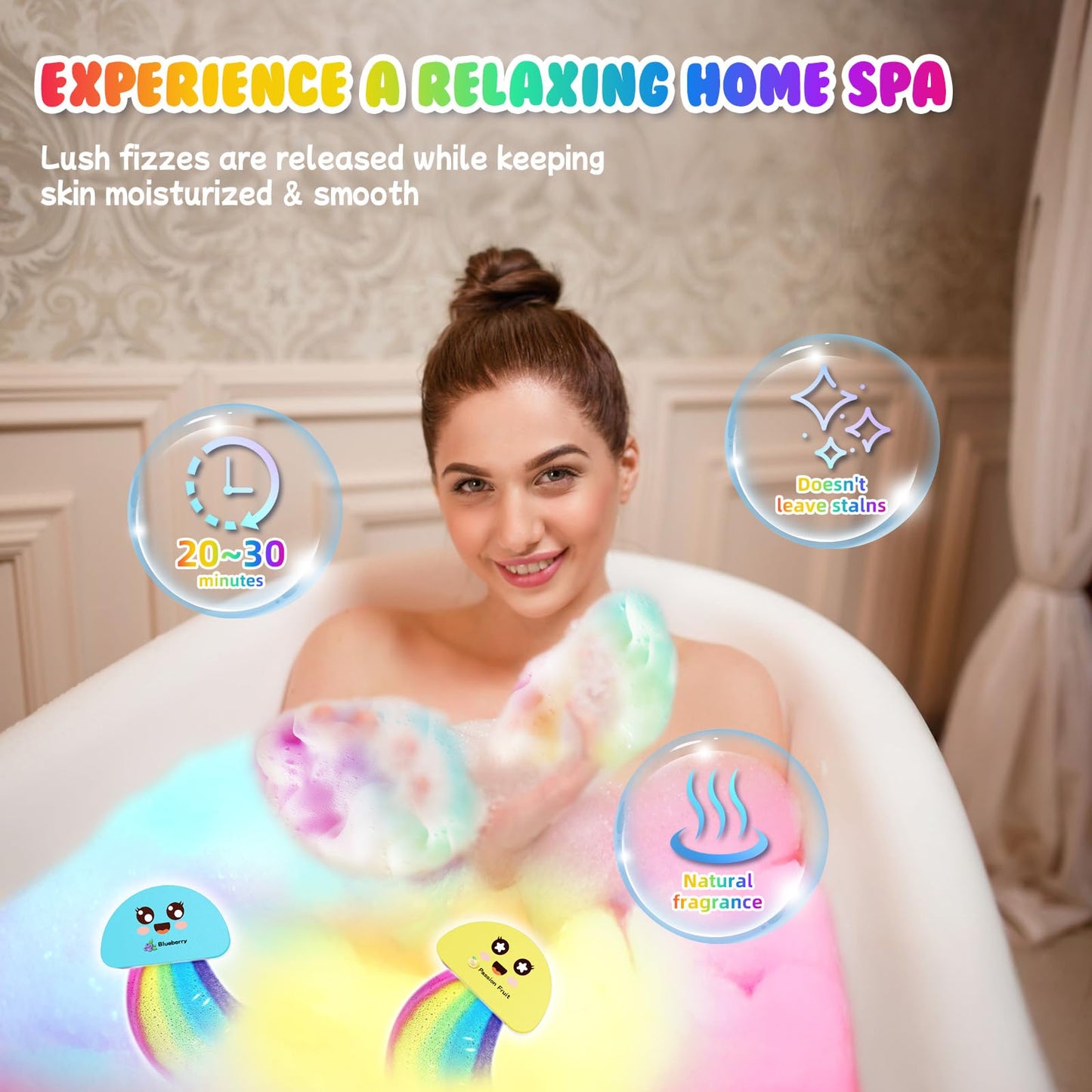 Set de regalo de 4 bombas de baño naturales y orgánicas