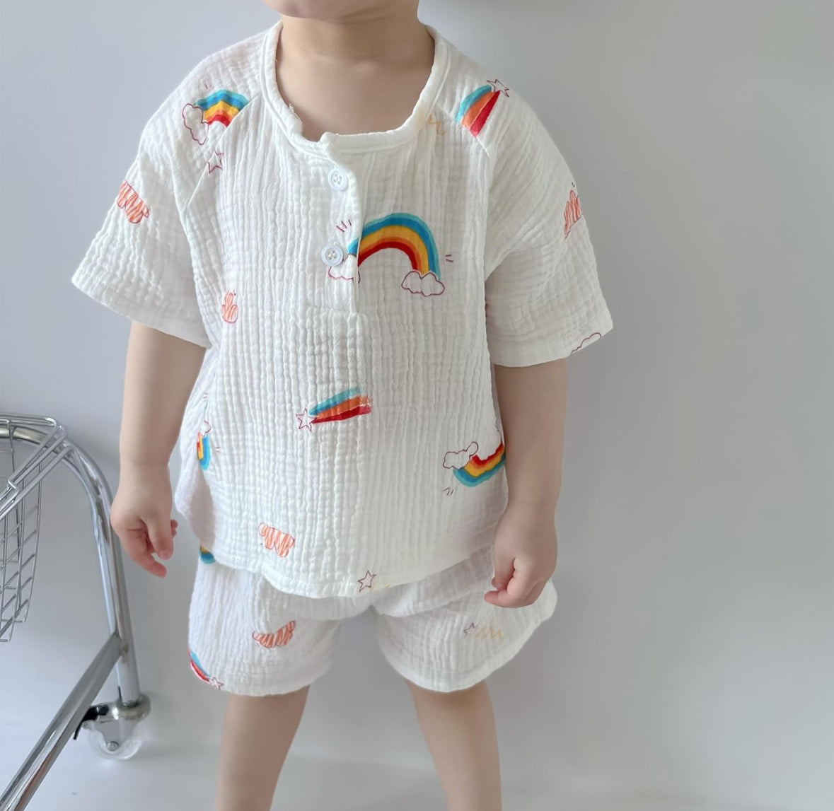 Camiseta de manga corta y short de verano de algodón de dibujos animados, 2 a 4 años