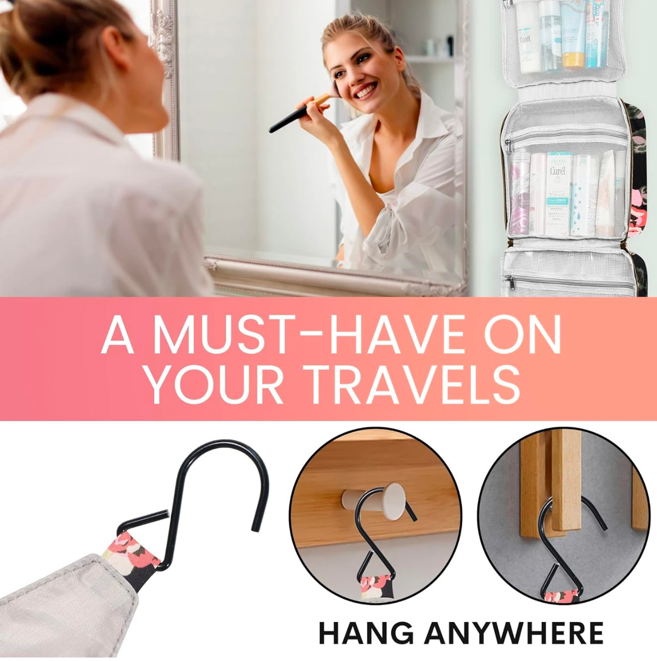 Neceser de viaje colgante con gancho