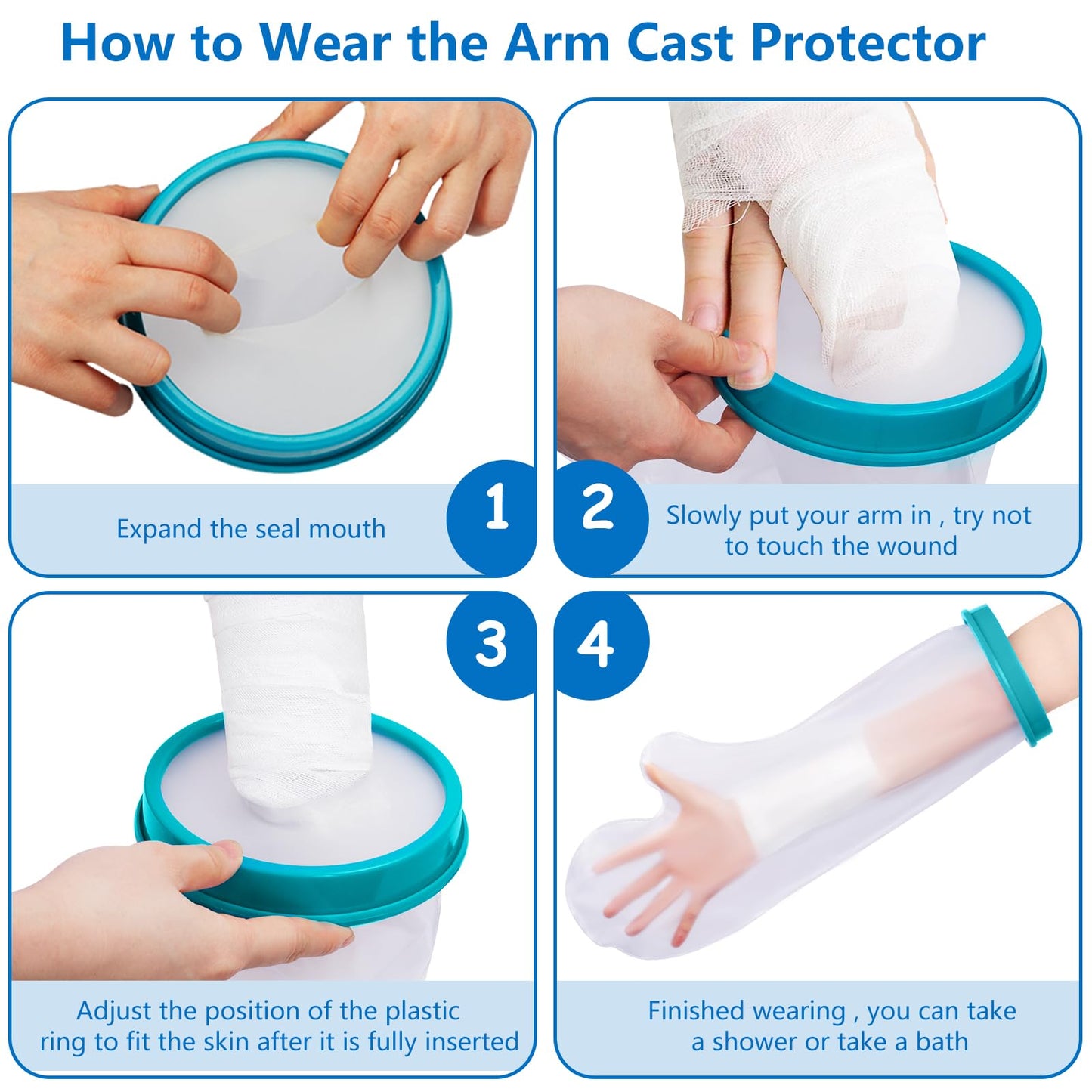 Fundas impermeables para yeso de brazo para niños en la ducha