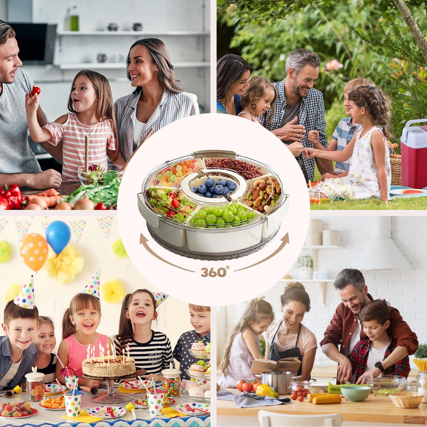 Contenedor giratorio para aperitivos