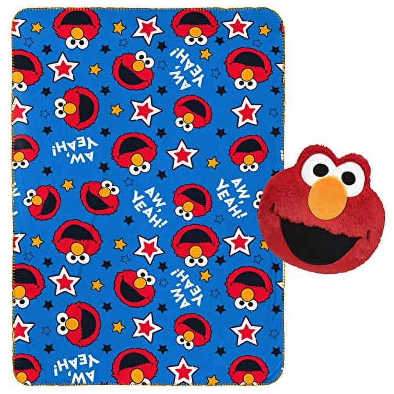 Jay Franco Sesame Street Elmo Almohada de Felpa y Manta para Sofá de 40" Pulgadas x 50" Pulgadas