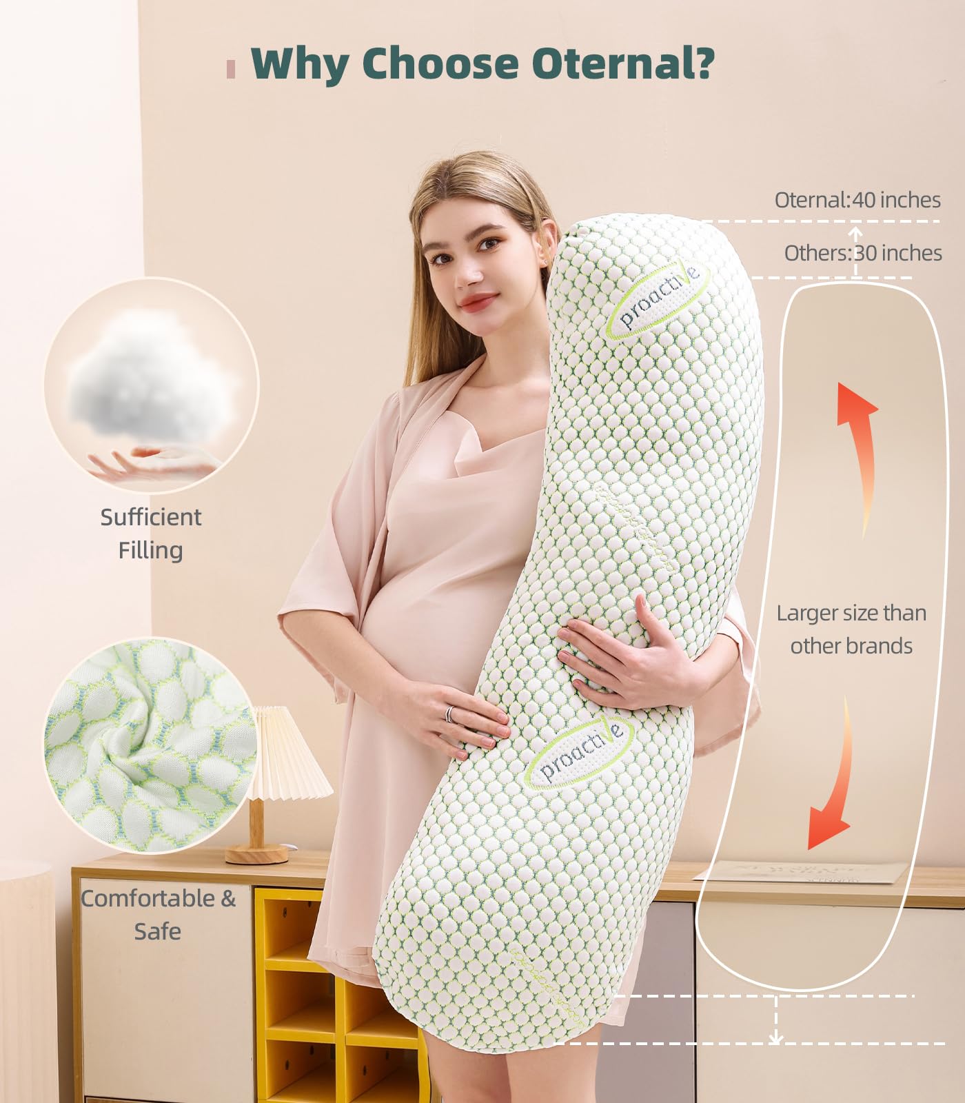Oternal almohada corporal suave para embarazo