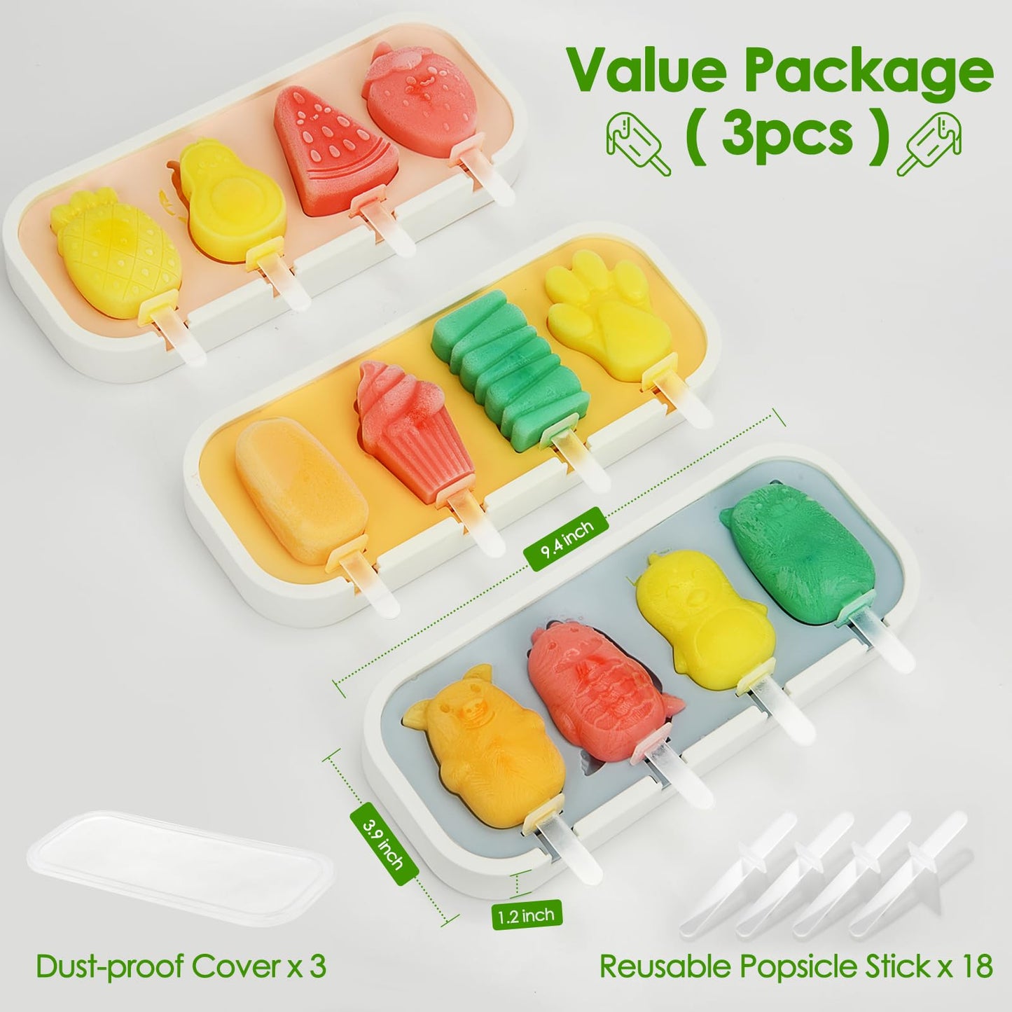 Moldes de paletas de 3 unidades
