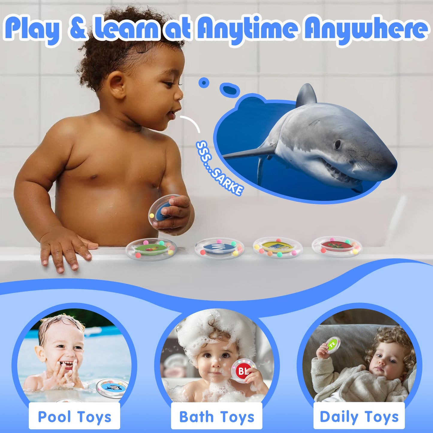 Juguete de baño flotante para niños pequeños, 26 piezas con alfabeto