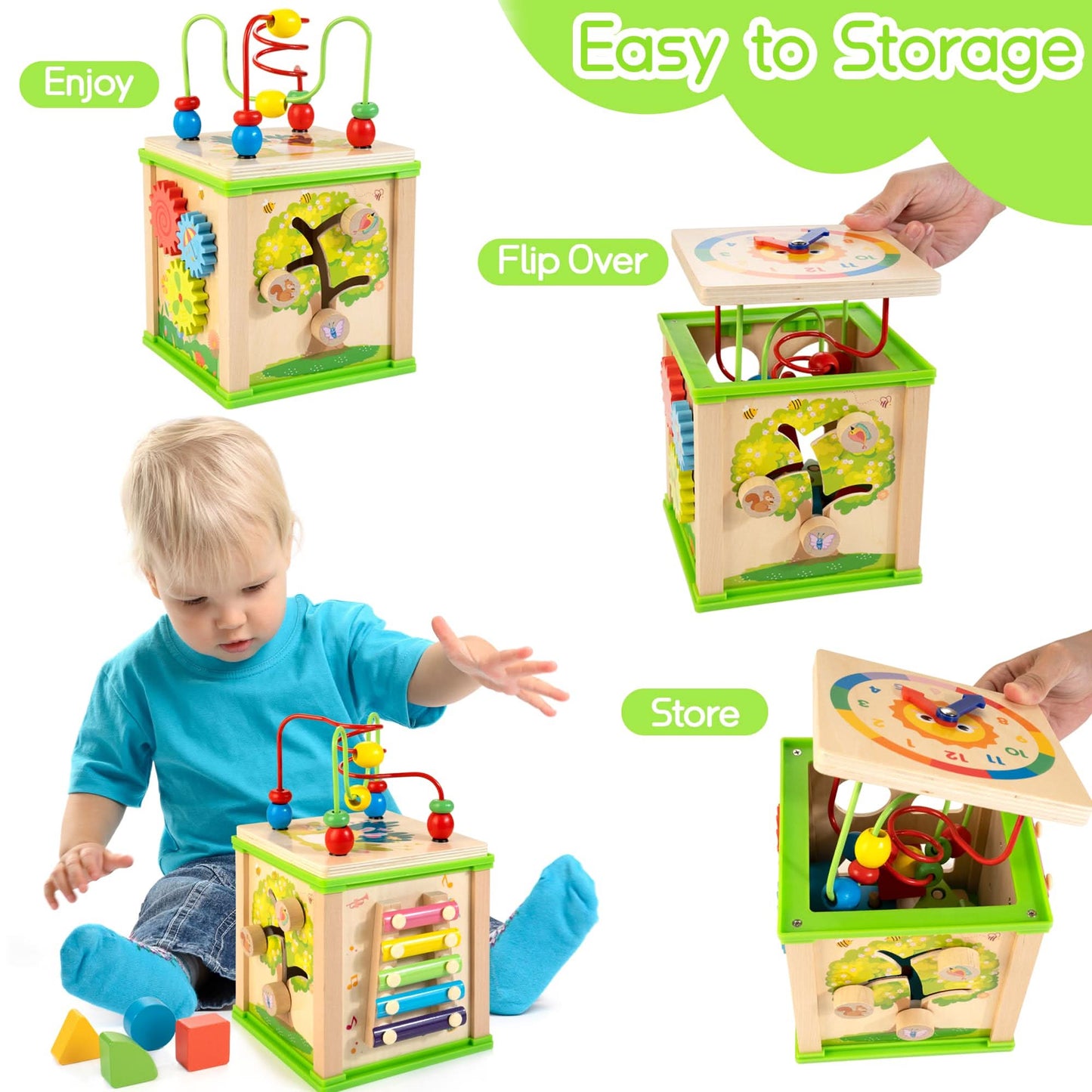 Cubo de actividades de madera 7 en 1 | Juguetes Montessori