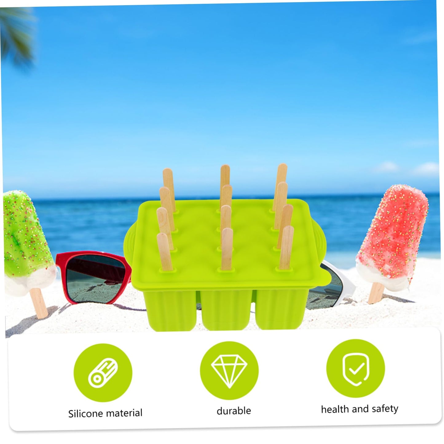 Molde de silicona para hielo y palitos reutilizable para hacer helados caseros