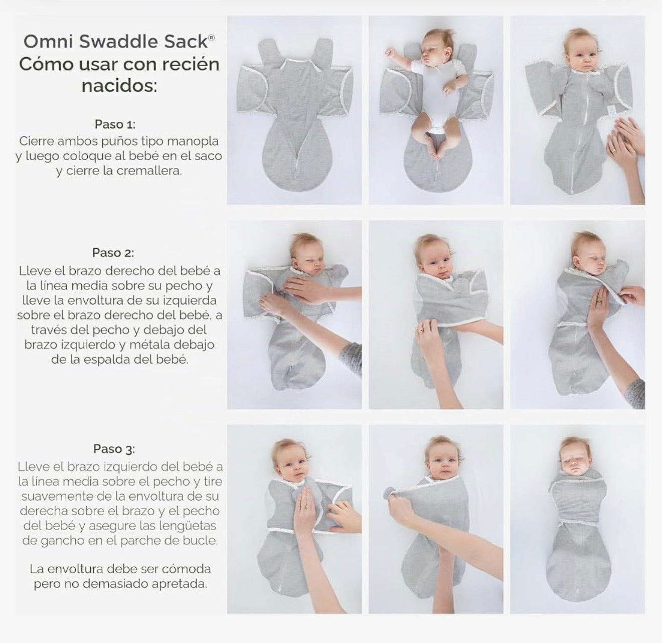 SwaddleDesigns Saco Envolvente Omni de 6 Vías con Brazos Arriba para Recién Nacido, 6-14 libras