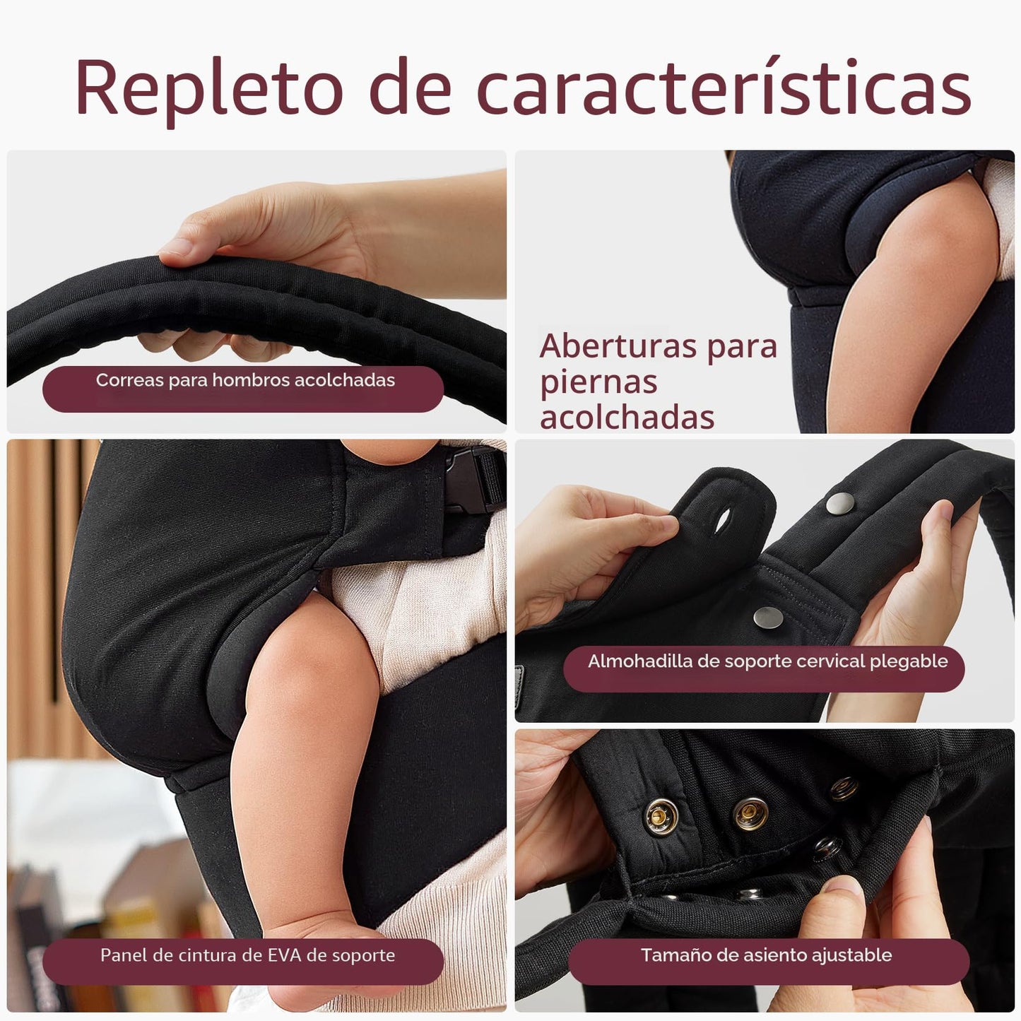 Momcozy Portabebés ergonómico, acogedor y ligero para 7-45 libras
