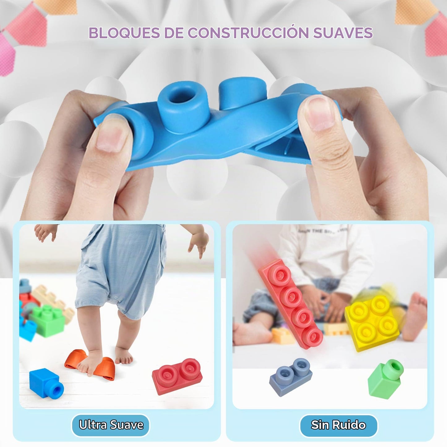 Juego de bloques suaves para bebés, 80 piezas