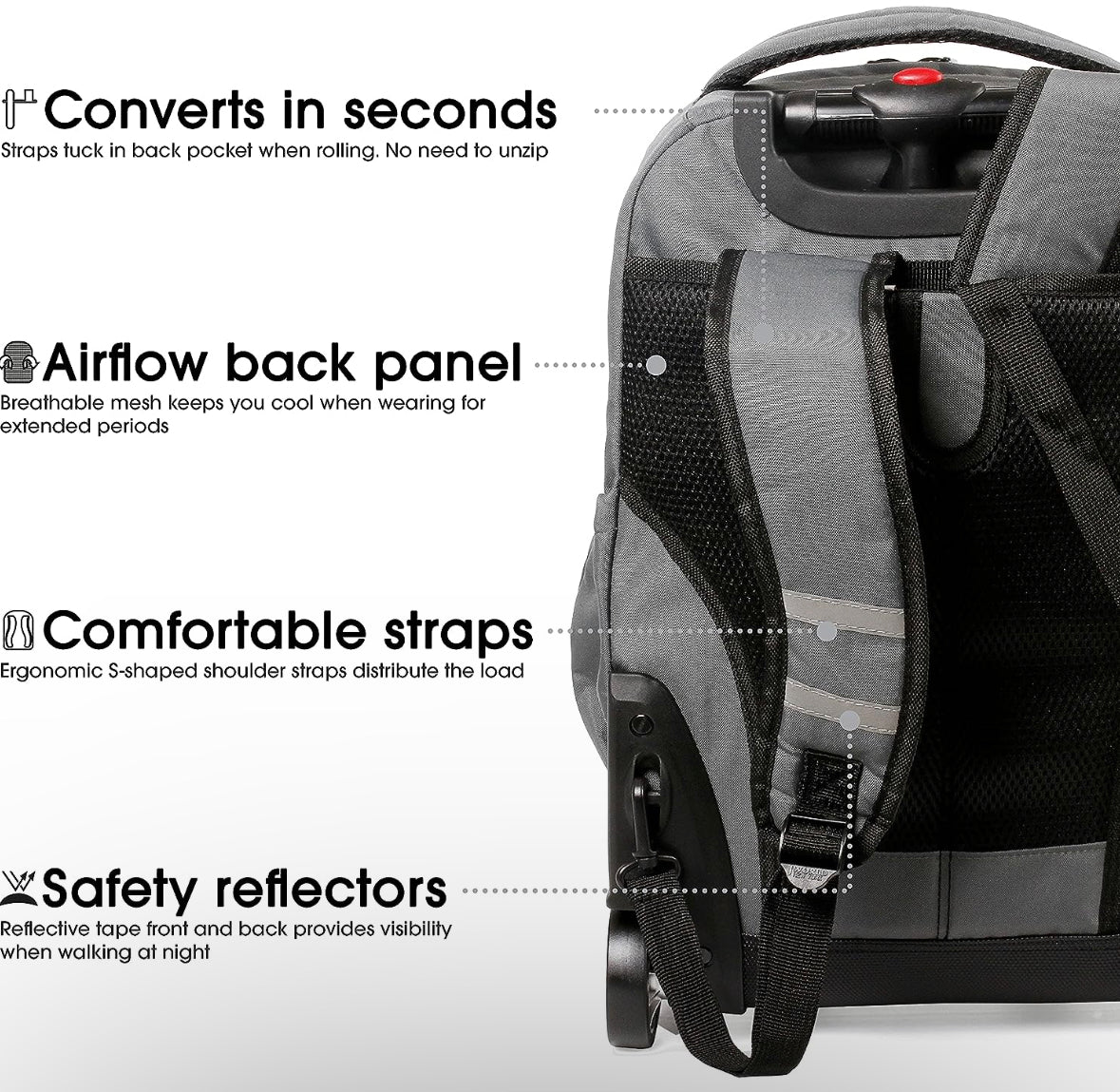 J World New York Sunrise - Mochila con ruedas, gris