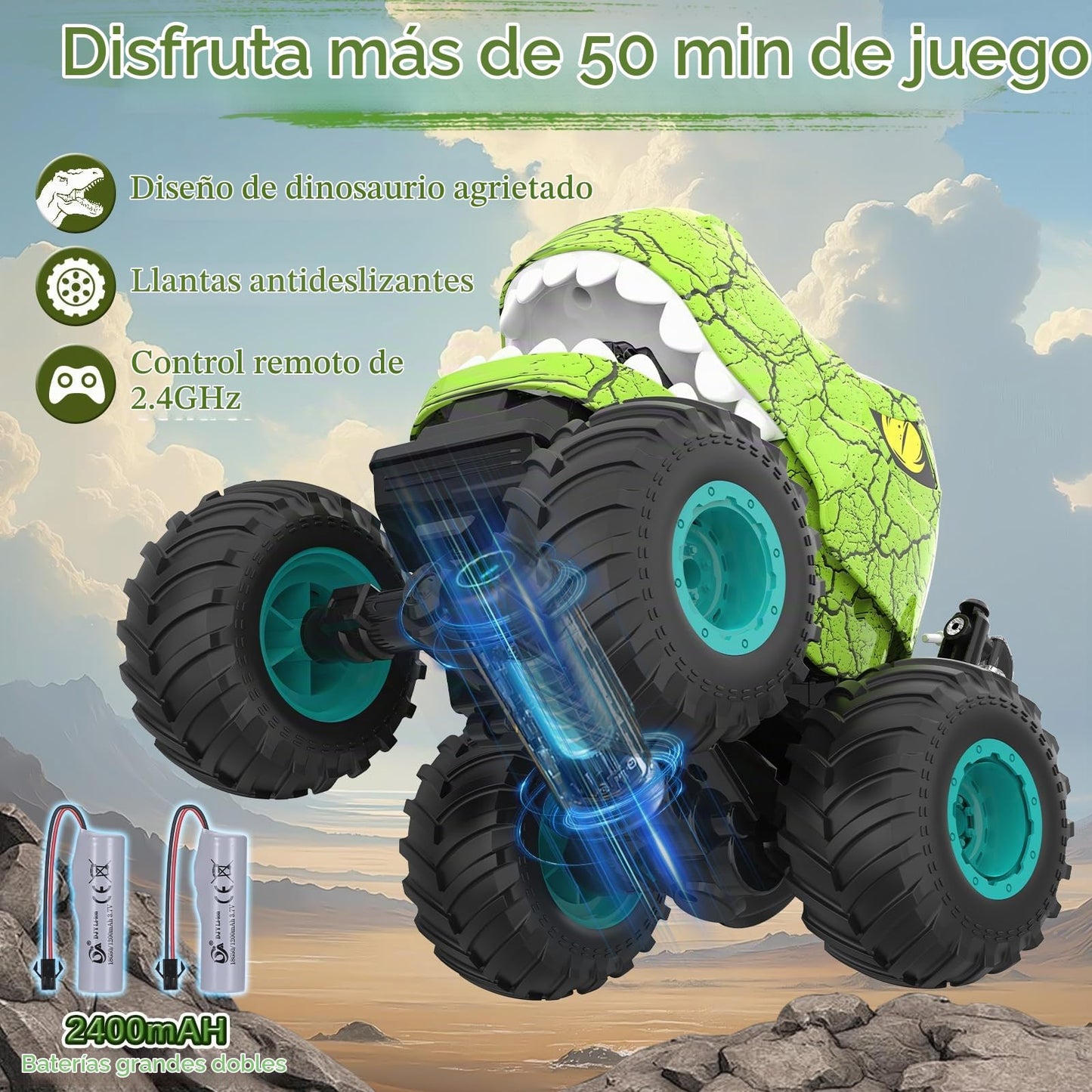 Monster Truck Toys - Camión monstruo de control remoto con aerosol y luz
