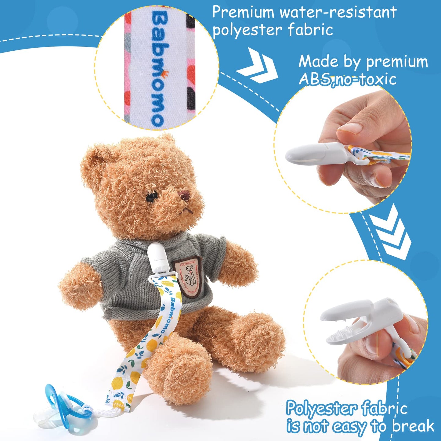 Clips para chupetes, paquete de 8