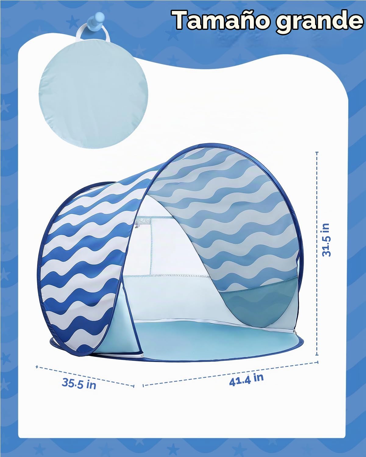 Tienda de campaña para bebés pequeños con toldo de protección UV UPF 50+