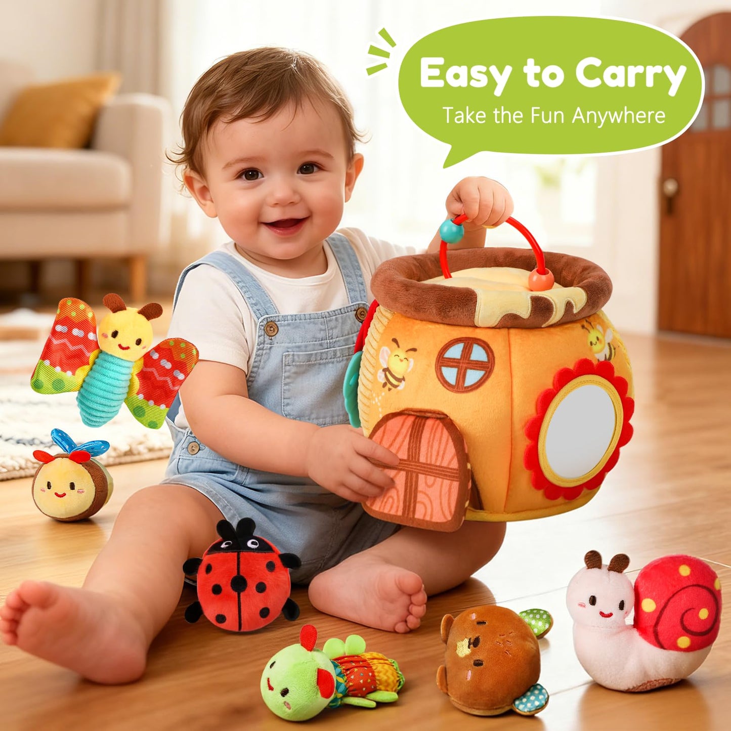 Chirriador y espejo, Montessori sensorial para niños pequeños
