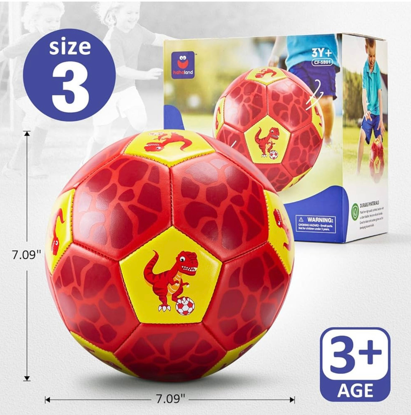 Hahaland Balón de fútbol tamaño 3 para niños con bomba