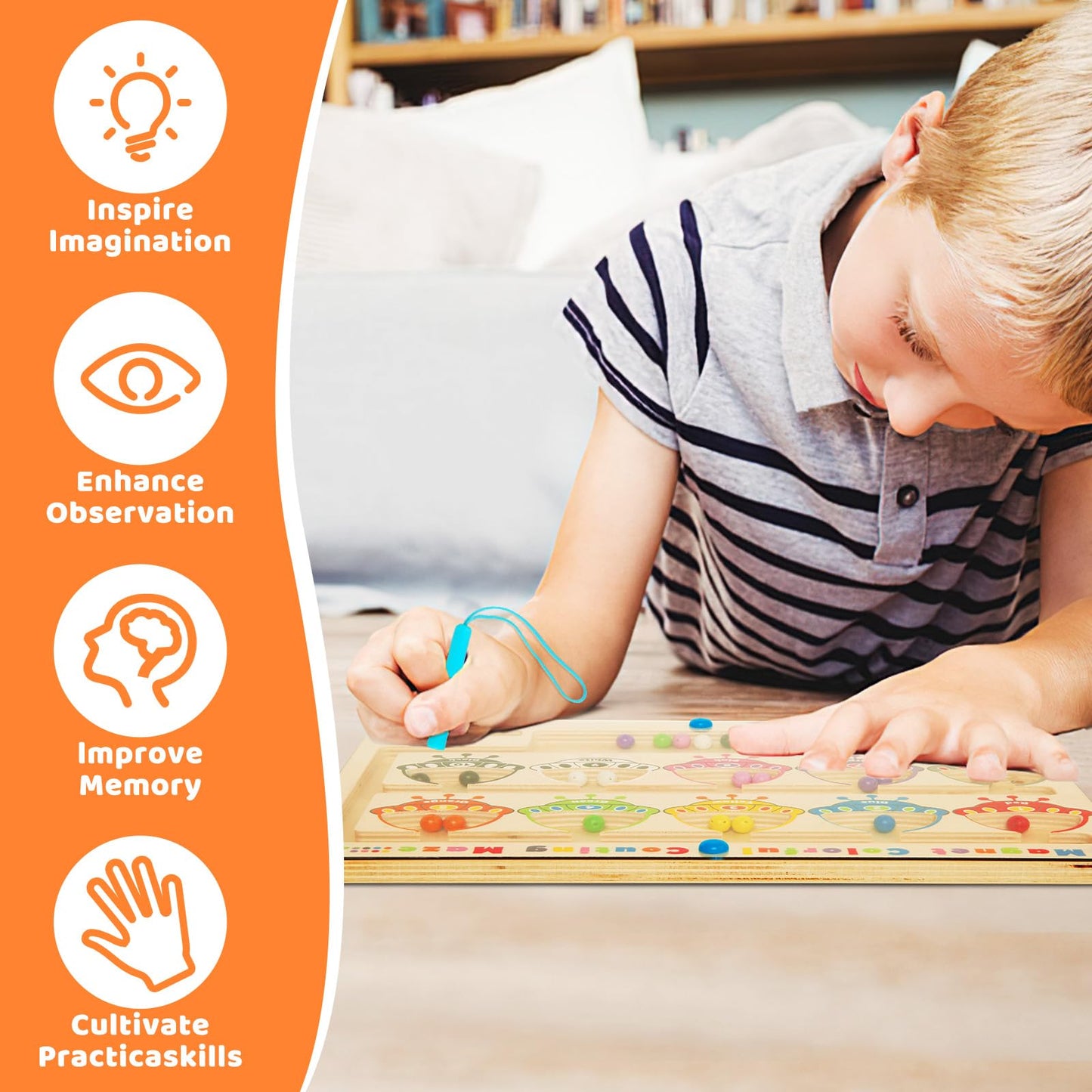 Laberinto magnético de color y números